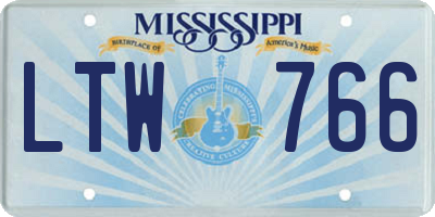 MS license plate LTW766