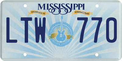 MS license plate LTW770