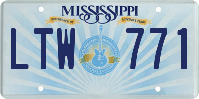 MS license plate LTW771