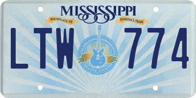 MS license plate LTW774