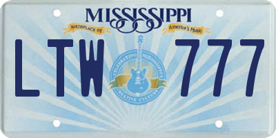 MS license plate LTW777