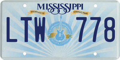 MS license plate LTW778