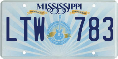 MS license plate LTW783