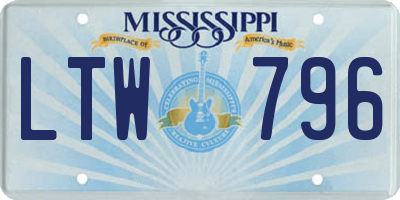 MS license plate LTW796