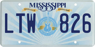 MS license plate LTW826