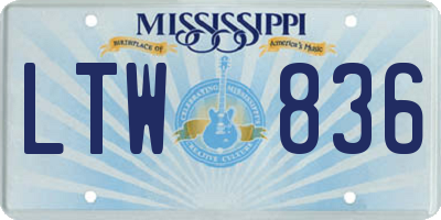 MS license plate LTW836