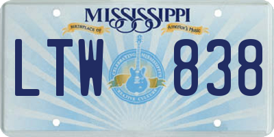MS license plate LTW838