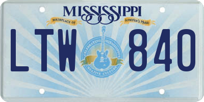 MS license plate LTW840