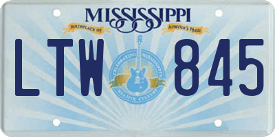 MS license plate LTW845