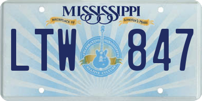 MS license plate LTW847