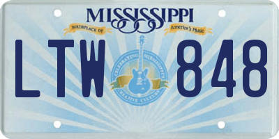 MS license plate LTW848