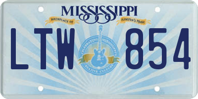 MS license plate LTW854