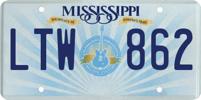 MS license plate LTW862