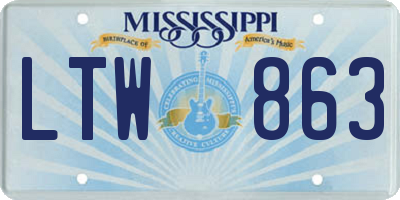MS license plate LTW863