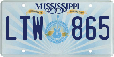 MS license plate LTW865