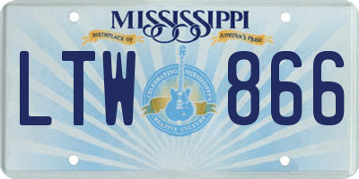 MS license plate LTW866