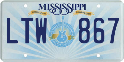 MS license plate LTW867