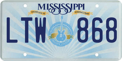 MS license plate LTW868