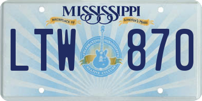 MS license plate LTW870