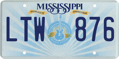 MS license plate LTW876
