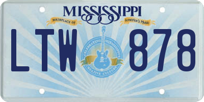 MS license plate LTW878