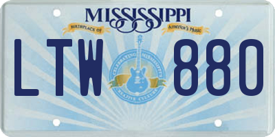 MS license plate LTW880