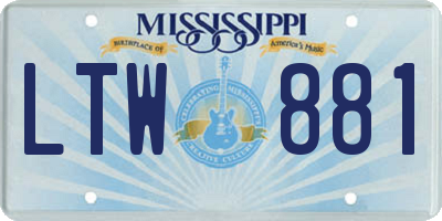MS license plate LTW881