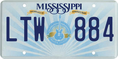 MS license plate LTW884