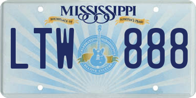 MS license plate LTW888