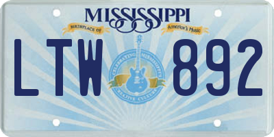 MS license plate LTW892
