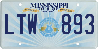 MS license plate LTW893