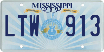 MS license plate LTW913
