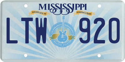 MS license plate LTW920