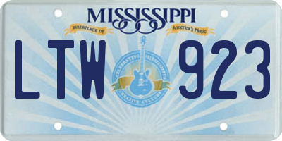 MS license plate LTW923