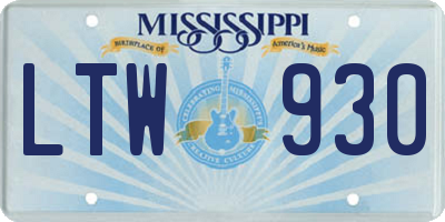 MS license plate LTW930