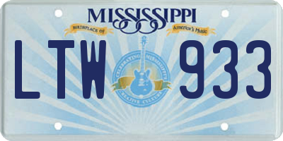 MS license plate LTW933
