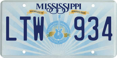 MS license plate LTW934