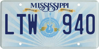 MS license plate LTW940