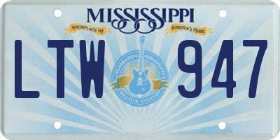 MS license plate LTW947