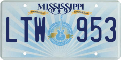 MS license plate LTW953