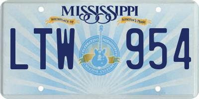 MS license plate LTW954