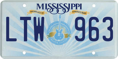 MS license plate LTW963