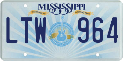 MS license plate LTW964