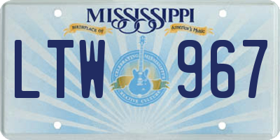 MS license plate LTW967