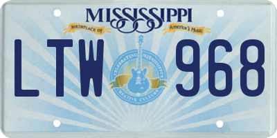 MS license plate LTW968