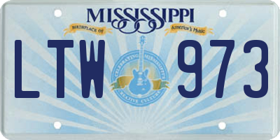 MS license plate LTW973