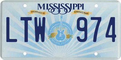 MS license plate LTW974