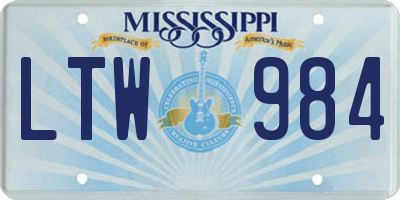 MS license plate LTW984