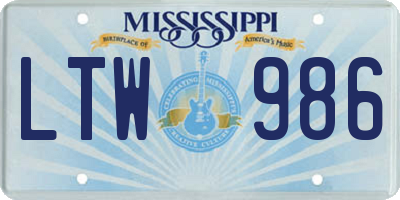 MS license plate LTW986