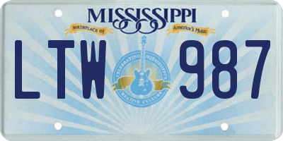 MS license plate LTW987